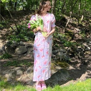 Purple floral satin maxi skirt